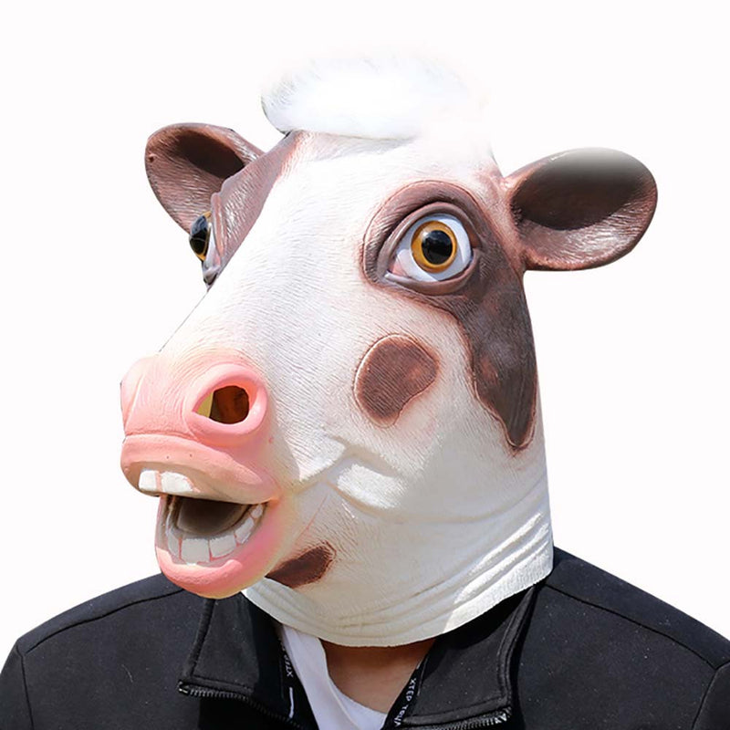 Animal Pink Cow Face Mask Halloween Full Head Cosplay Prop