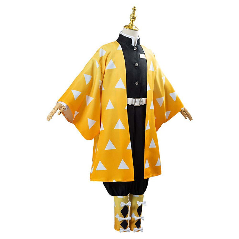 Anime Demon Slayer Agatsuma Zenitsu Cosplay Costume Halloween Uniform Outfit