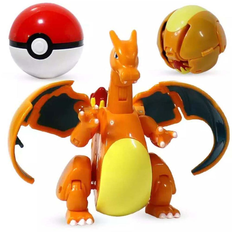 Anime Pokemon Ball Charizard Figure Model Handmade Deformation Suit Toys