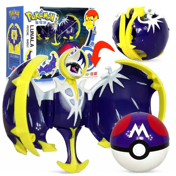 Anime Pokemon Ball Lunala Figure Model Handmade Deformation Suit Toys