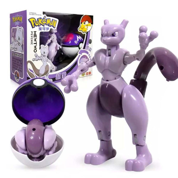 Anime Pokemon Ball Mewtwo Figure Model Handmade Deformation Suit Toys