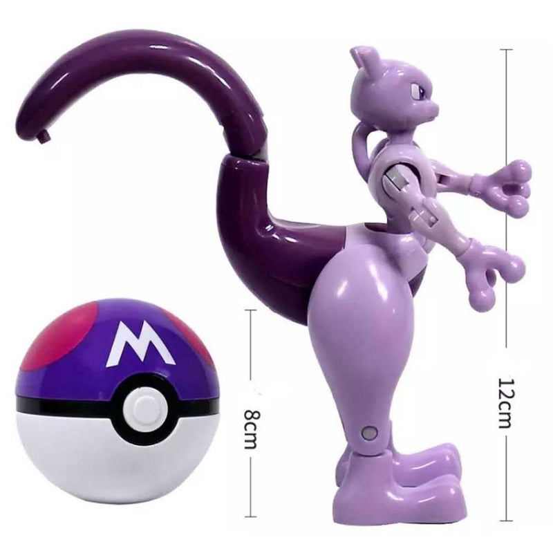 Anime Pokemon Ball Mewtwo Figure Model Handmade Deformation Suit Toys