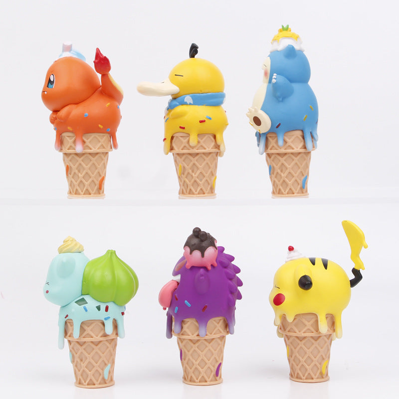 Anime Pokemon Ice Cream Action Figure Model Mini Toy 6pcs