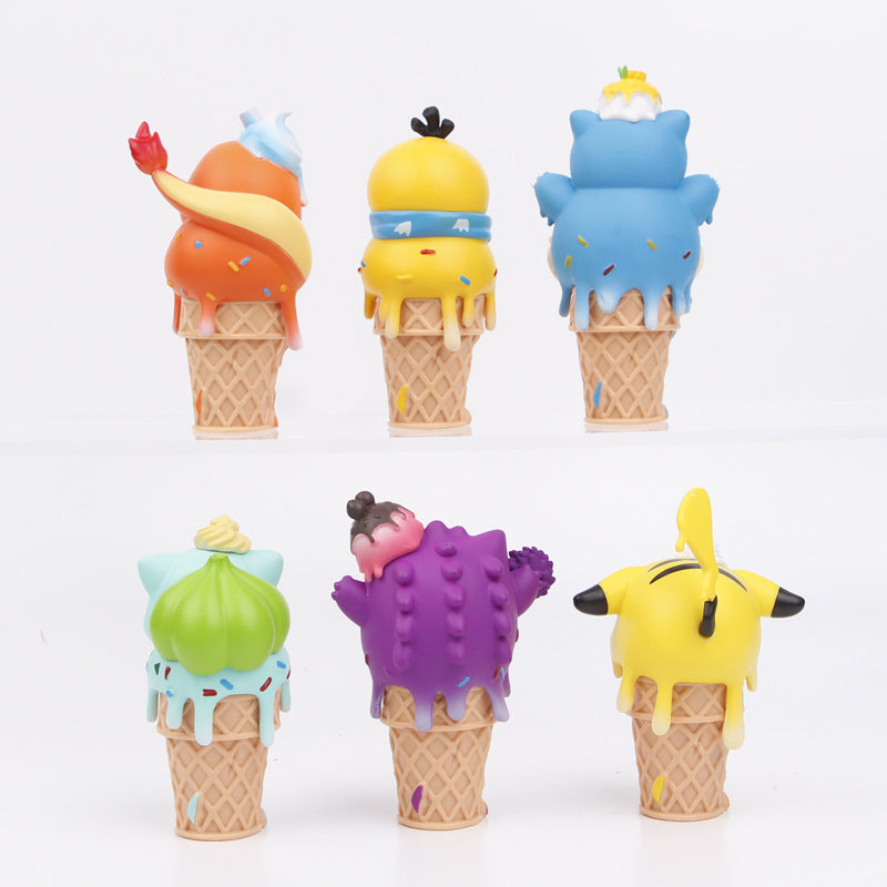 Anime Pokemon Ice Cream Action Figure Model Mini Toy 6pcs