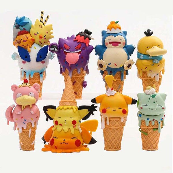 Anime Pokemon Ice Cream Action Figure Model Mini Toy 8pcs