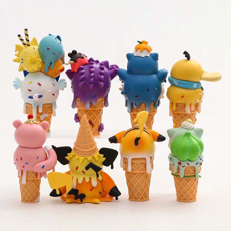 Anime Pokemon Ice Cream Action Figure Model Mini Toy 8pcs