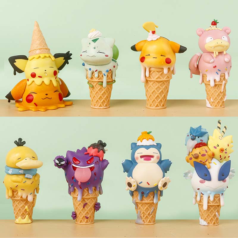 Anime Pokemon Ice Cream Action Figure Model Mini Toy 8pcs