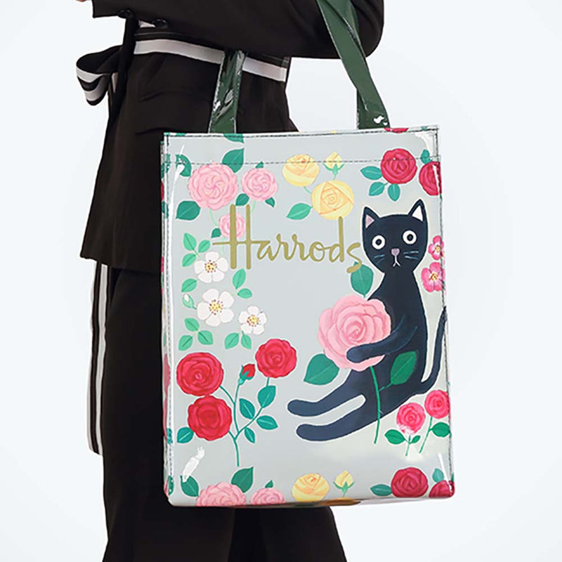 Black Cat Printing PVC Reusable Eco Friendly Shopper Lunch Waterproof Handbag - Toysoff.com