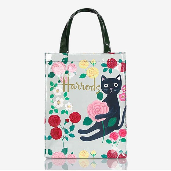 Black Cat Printing PVC Reusable Eco Friendly Shopper Lunch Waterproof Handbag - Toysoff.com