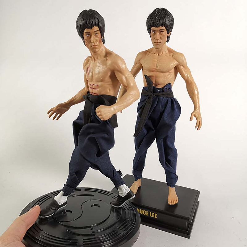 Bruce Lee Action Figure Double Headed Model Toy 28cm