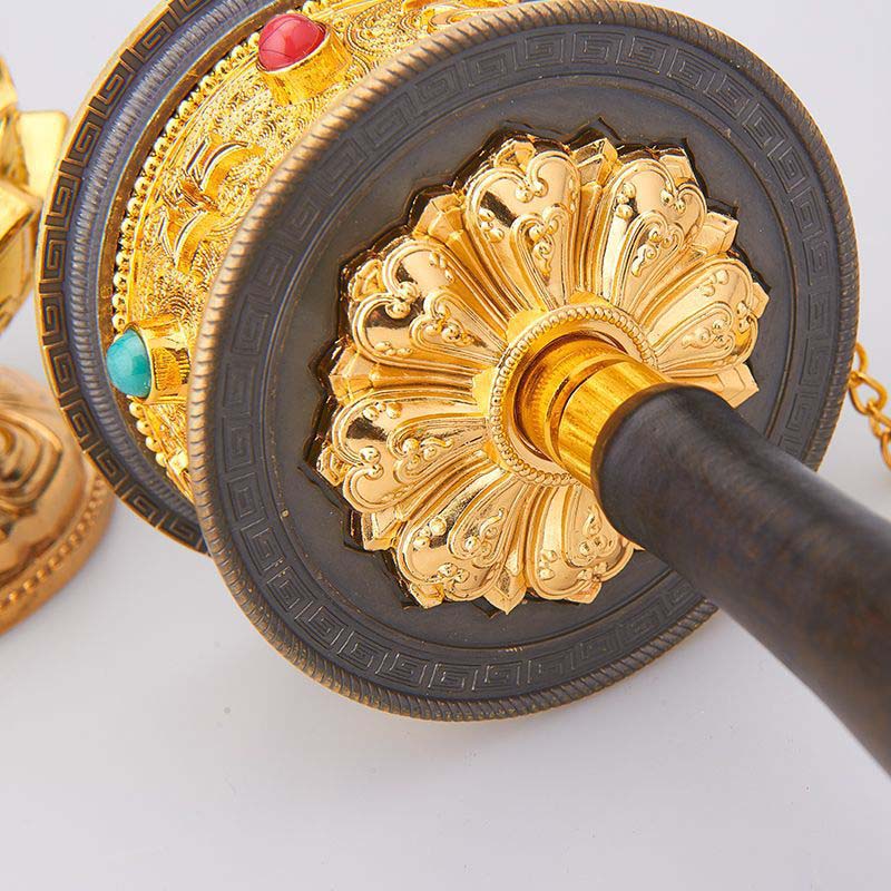 Buddhist Prayer Wheel Six Character Truth Words Hand Shaking Wheel 18cm