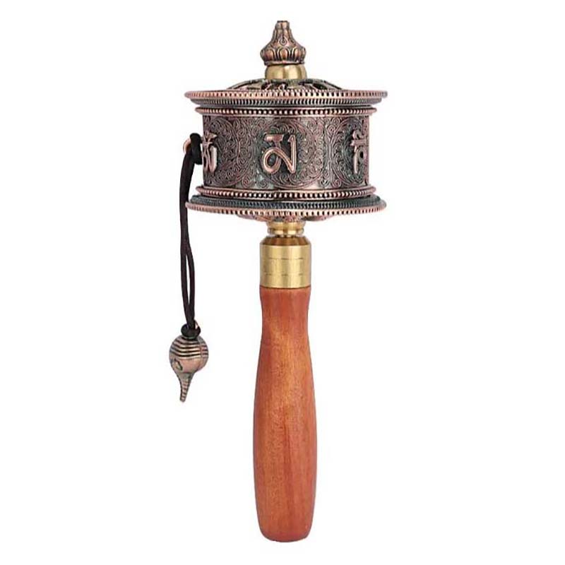 Buddhist Six Words Mantra Hand Cranking Prayer Wheel 21cm