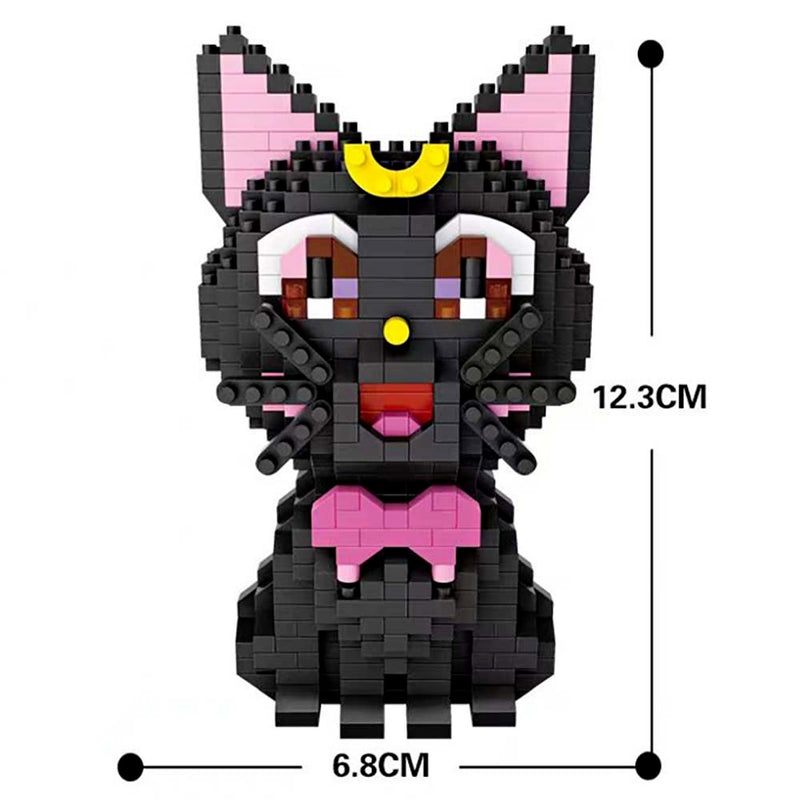 Building Blocks Japan Anime Black Cat Luna Cartoon Model DIY Kids Toy - Toysoff.com