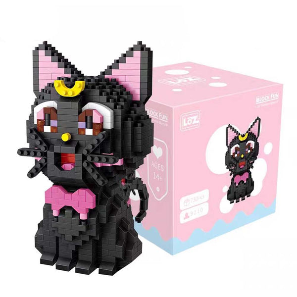 Building Blocks Japan Anime Black Cat Luna Cartoon Model DIY Kids Toy - Toysoff.com