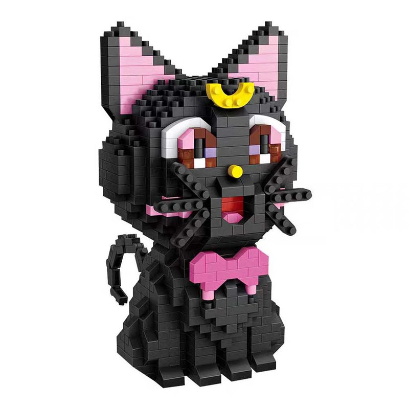 Building Blocks Japan Anime Black Cat Luna Cartoon Model DIY Kids Toy - Toysoff.com