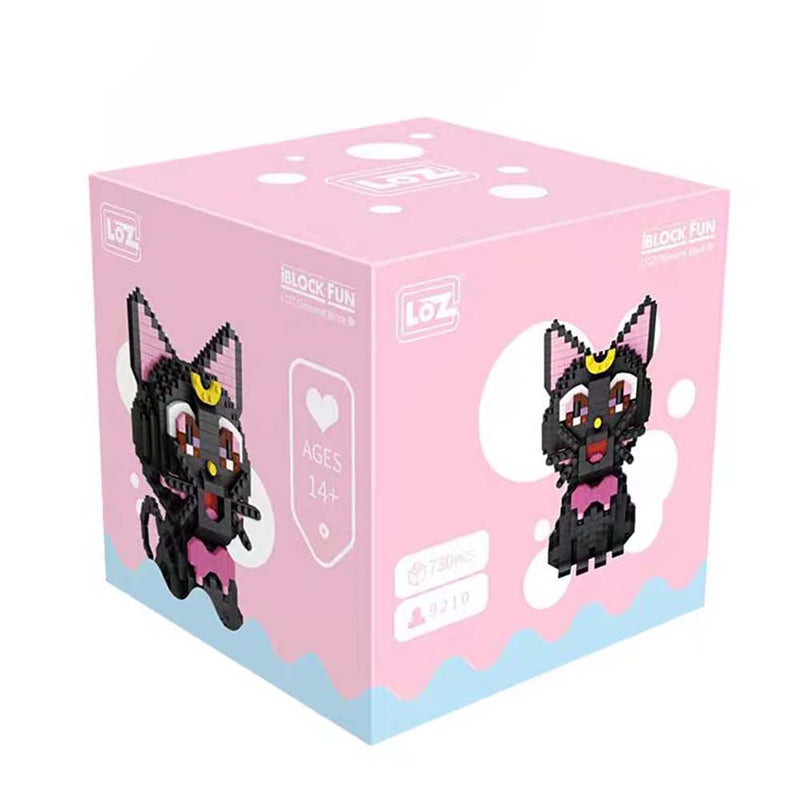 Building Blocks Japan Anime Black Cat Luna Cartoon Model DIY Kids Toy - Toysoff.com