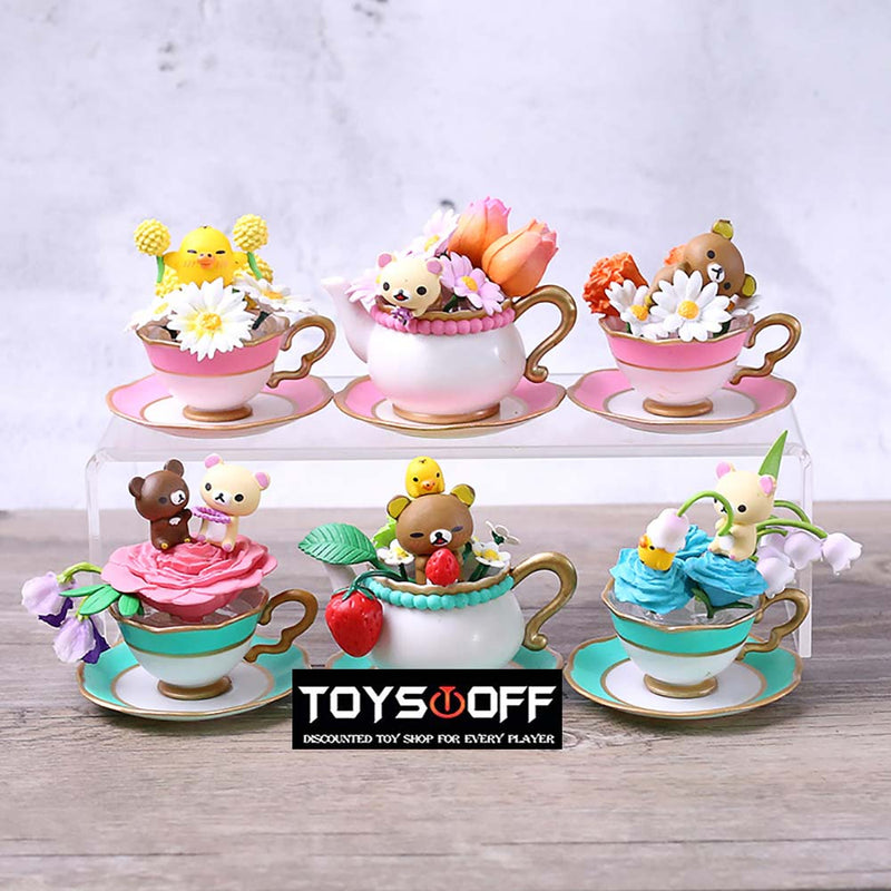 Cartoon Cute Bear Flower Tea Cup Action Figure Toy 6pcs 7cm