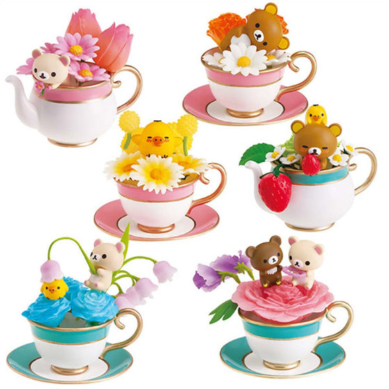 Cartoon Cute Bear Flower Tea Cup Action Figure Toy 6pcs 7cm