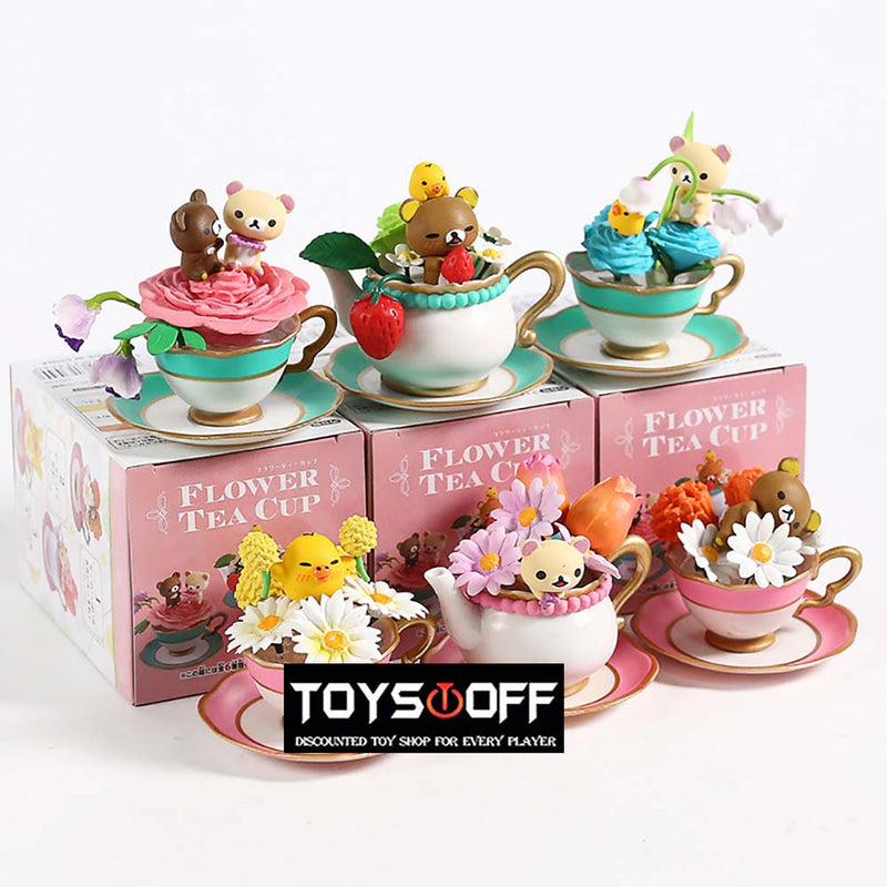 Cartoon Cute Bear Flower Tea Cup Action Figure Toy 6pcs 7cm