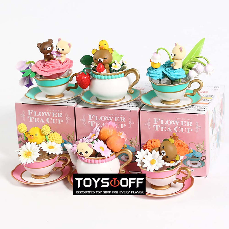 Cartoon Cute Bear Flower Tea Cup Action Figure Toy 6pcs 7cm