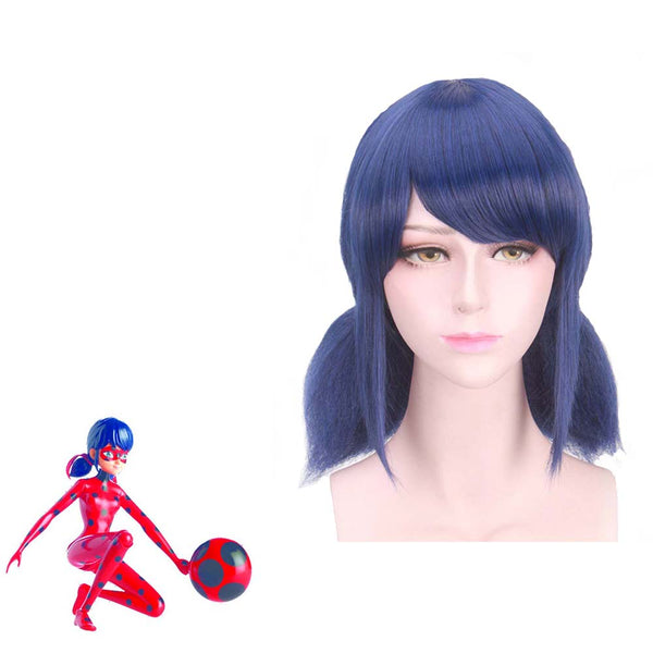 Cartoon Miraculous Ladybug Cosplay Wig Double Ponytail Braids Blue Hair