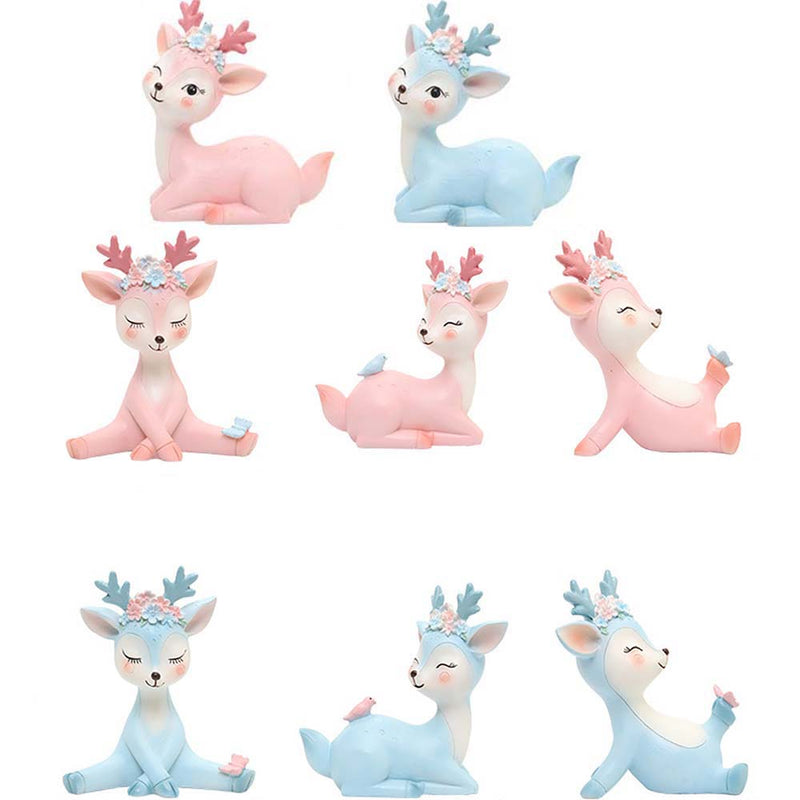 Cartoon Pink Blue Fawn Action Figure Interior Decoration Model Toy