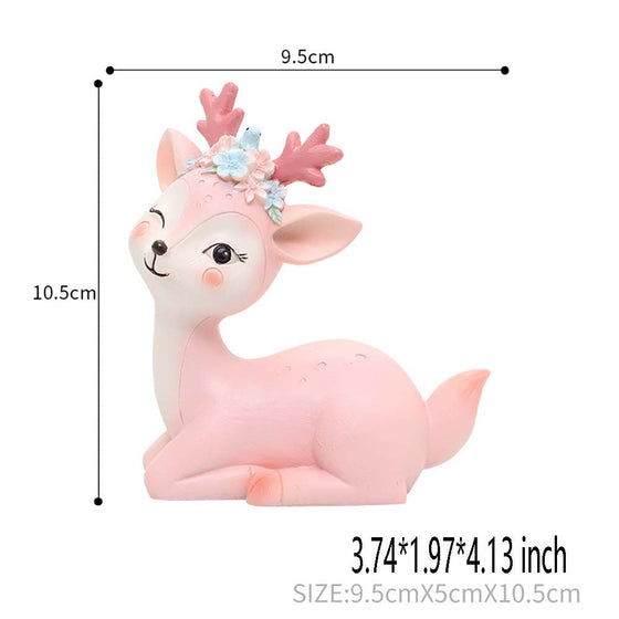 Cartoon Pink Blue Fawn Action Figure Interior Decoration Model Toy