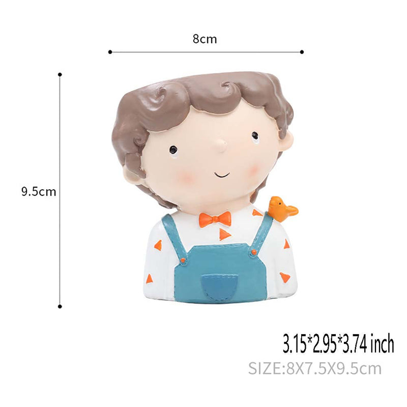 Curly Boy Action Figure Model Flower Plants Pot Home Decoration