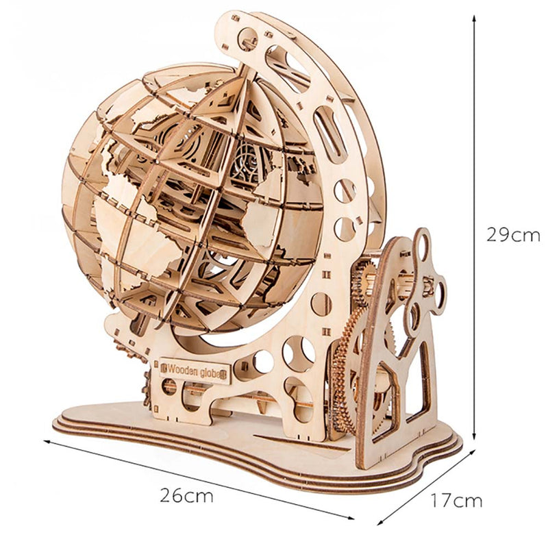 DIY 3D Globe Wooden Mechanical Transmission Model Assembled Educational Toy - Toysoff.com