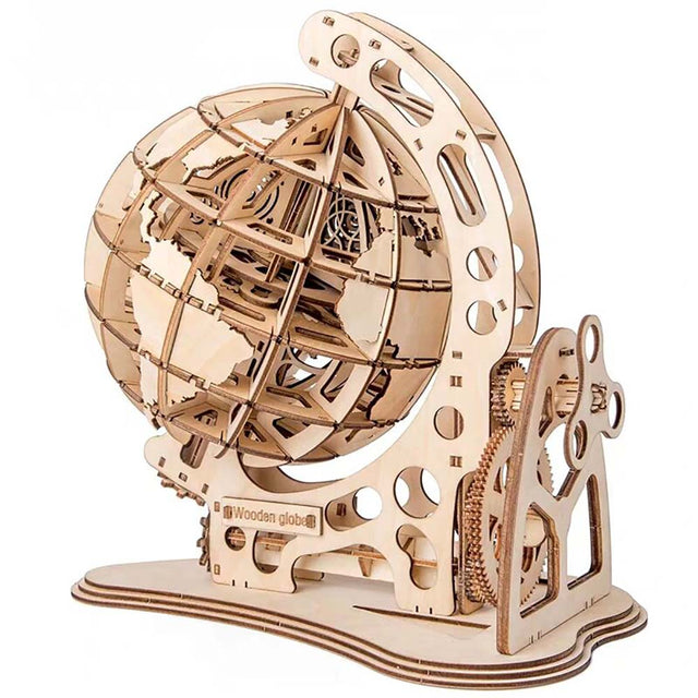 DIY 3D Globe Wooden Mechanical Transmission Model Assembled Educational Toy - Toysoff.com