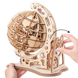 DIY 3D Globe Wooden Mechanical Transmission Model Assembled Educational Toy - Toysoff.com