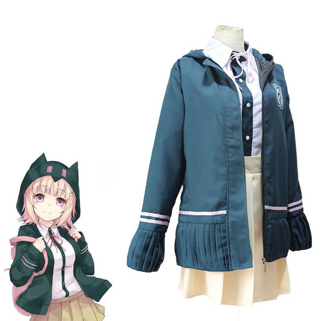 DanganRonpa Nanami Chiaki Uniform Jacket Shirt Tie Skirt Women Halloween Cosplay Costume - Toysoff.com