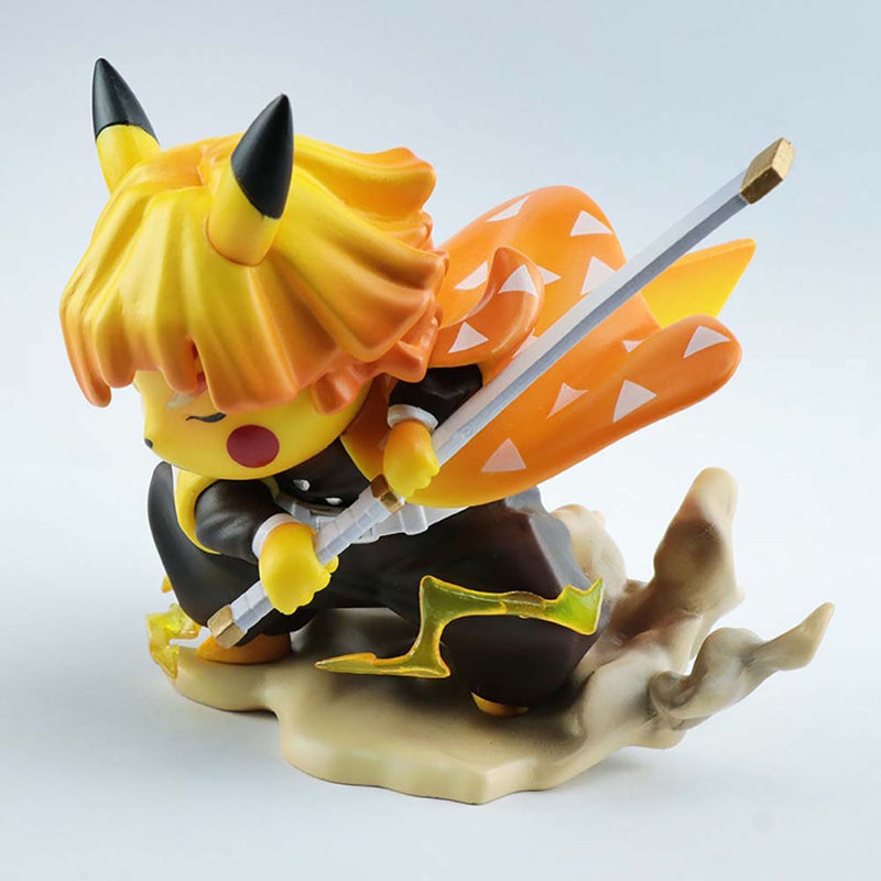 Demon Slayer Pikachu Cos Agatsuma Zenitsu Action Figure Toy 10cm