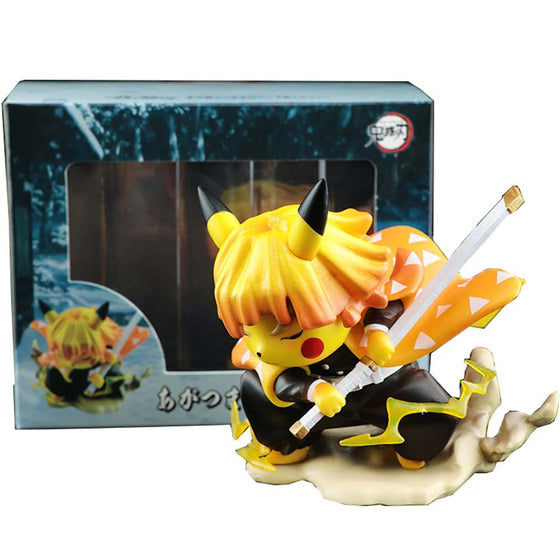 Demon Slayer Pikachu Cos Agatsuma Zenitsu Action Figure Toy 10cm