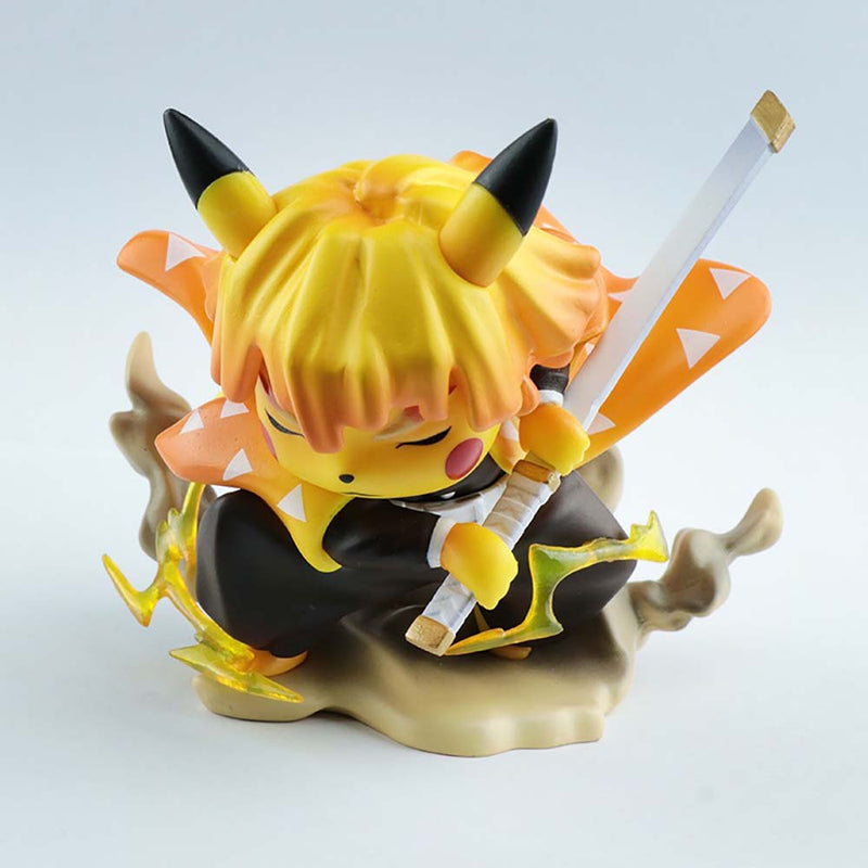 Demon Slayer Pikachu Cos Agatsuma Zenitsu Action Figure Toy 10cm