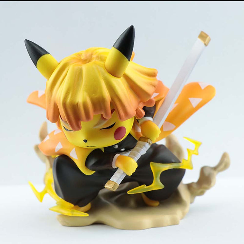 Demon Slayer Pikachu Cos Agatsuma Zenitsu Action Figure Toy 10cm