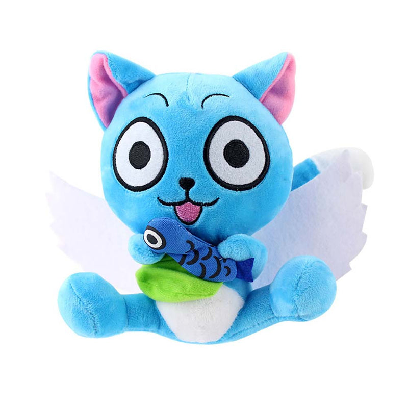 Fairy Tail Blue Happy with fish Plush Doll Cartoon Toy 30cm