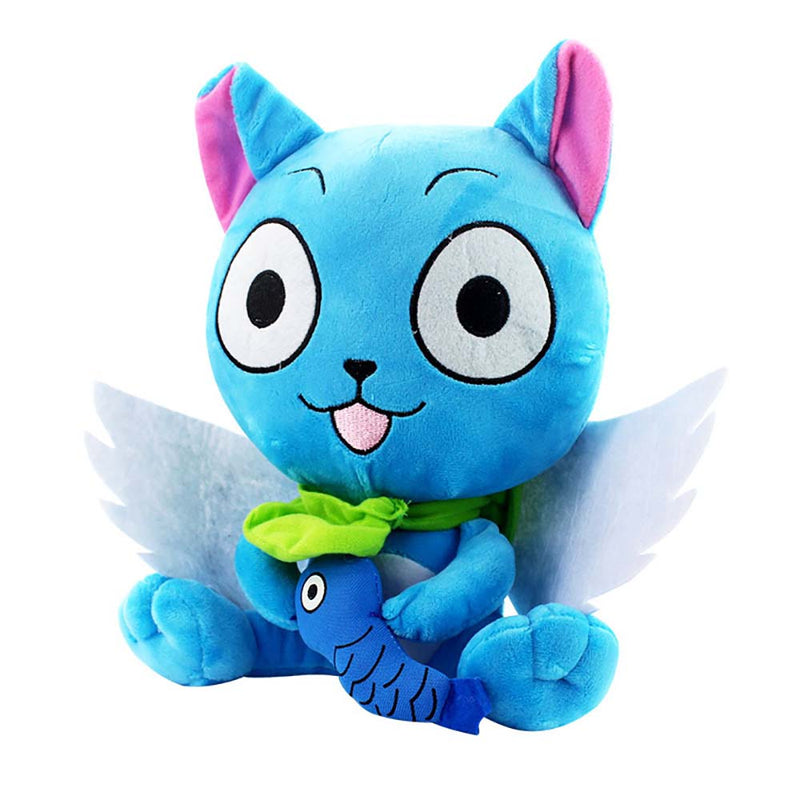 Fairy Tail Blue Happy with fish Plush Doll Cartoon Toy 30cm