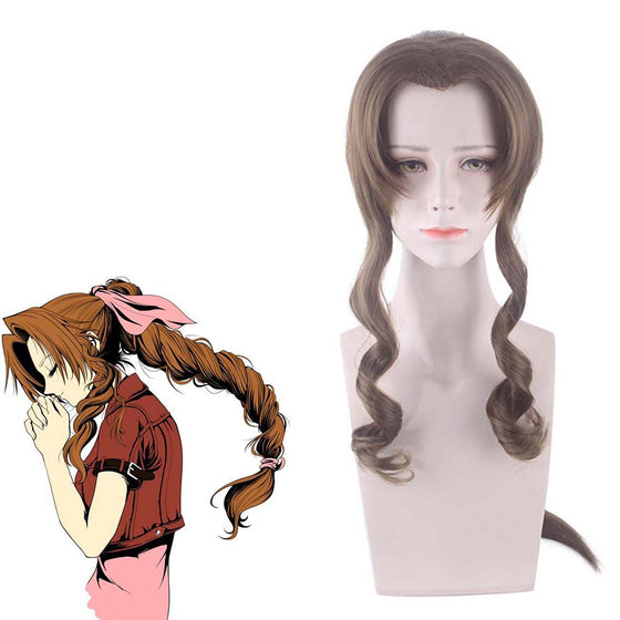 Game Final Fantasy VII Aerith Cosplay Wig Beauty Blonde Hair