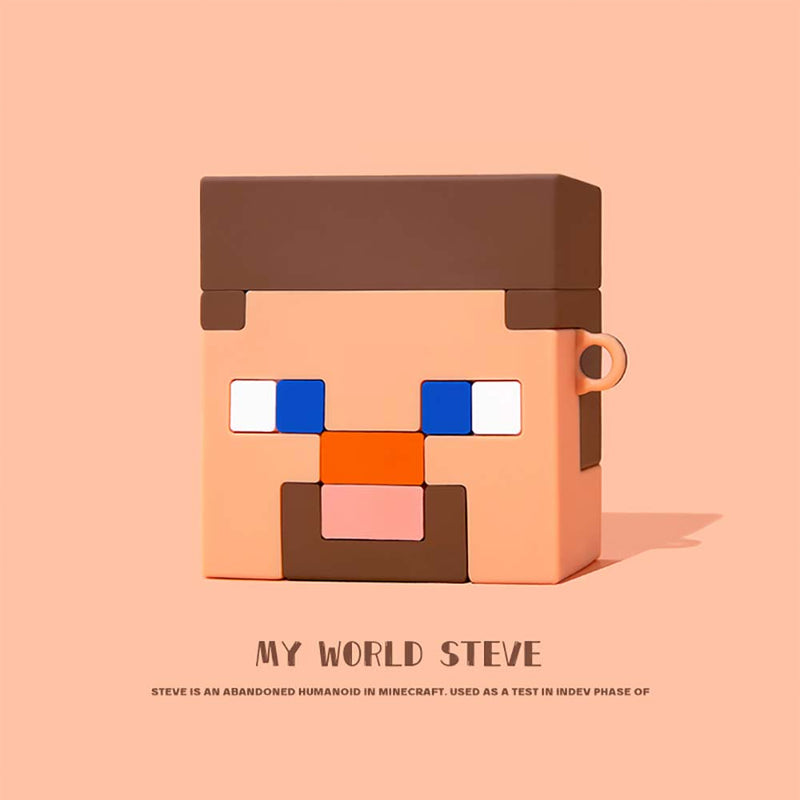 Game Minecraft Steve Cartoon Apple Airpods Case Fun Gift