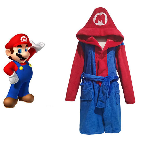 Game Super Mario Cosplay Costume Cartoon Style Adult Bathrobe Sleepwear