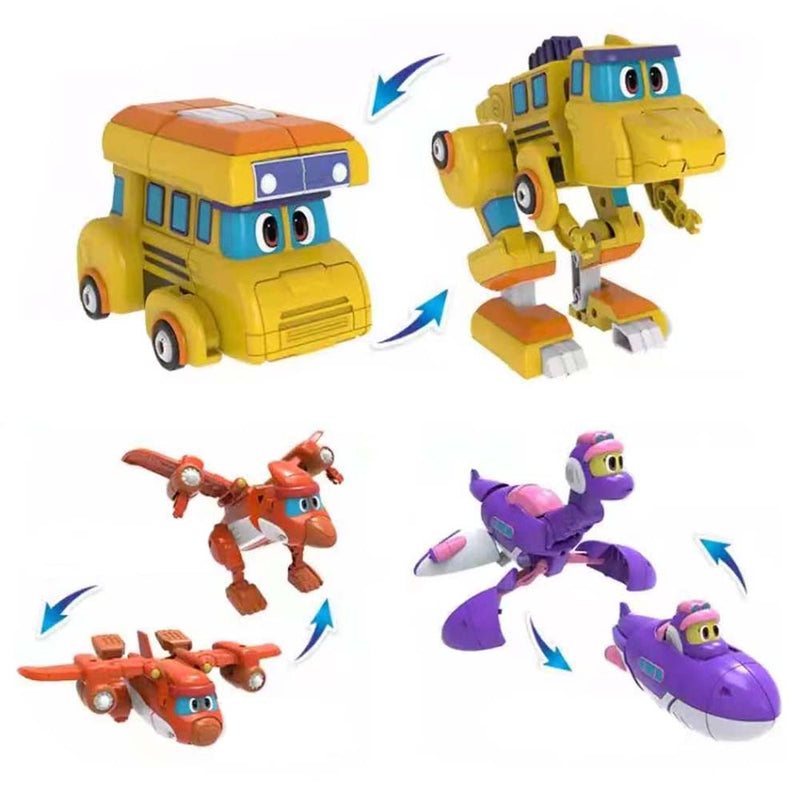 Gogo Dino Action Figure Transformation Bus Airplane Submarine Kids Toy