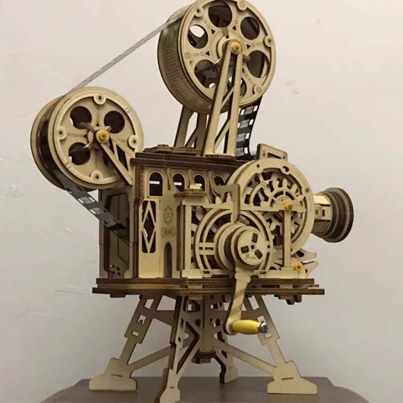 Hand Crank DIY 3D Classic Retro Flim Projector Wooden Puzzle Game Assembly Toy - Toysoff.com