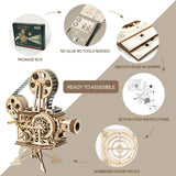 Hand Crank DIY 3D Classic Retro Flim Projector Wooden Puzzle Game Assembly Toy - Toysoff.com