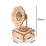 Hand Crank Mechanical Retro Phonograph Model Music Box Wooden Puzzle DIY Assembled Toy - Toysoff.com