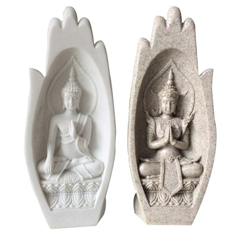 Hands Sculptures Buddha Statue Monk Figurine Tathagata Home Decoarion 2pcs