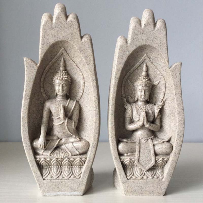 Hands Sculptures Buddha Statue Monk Figurine Tathagata Home Decoarion 2pcs