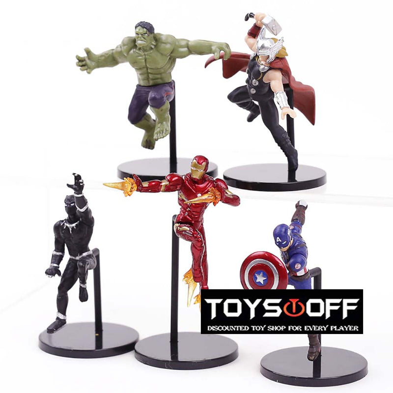 Iron Man Hulk Captain America Thor Black Panther Action Figure 5pcs