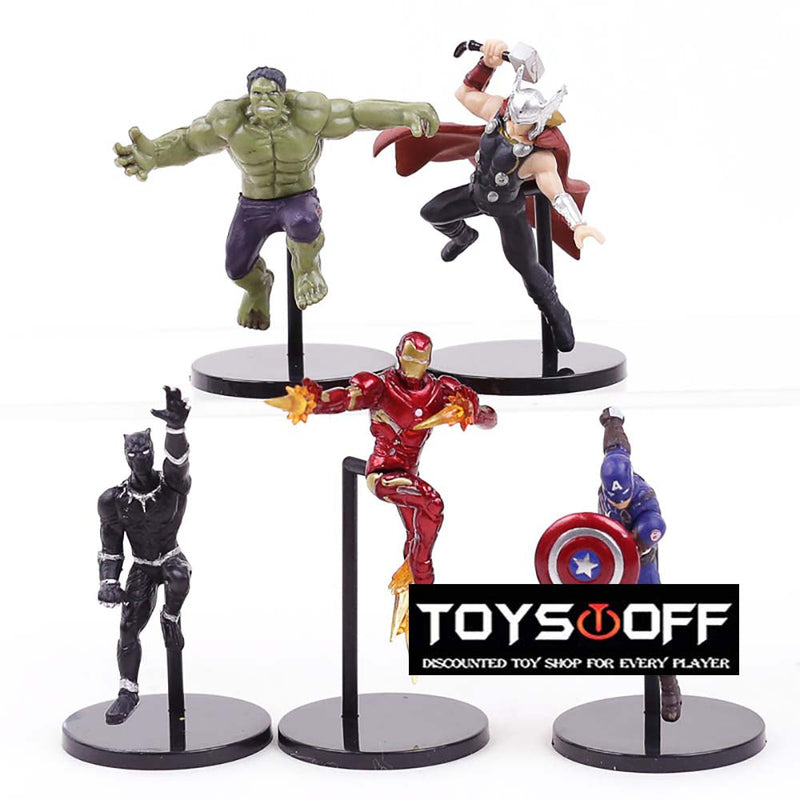 Iron Man Hulk Captain America Thor Black Panther Action Figure 5pcs