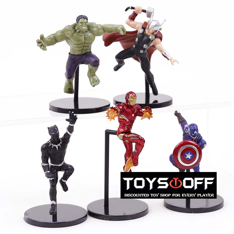 Iron Man Hulk Captain America Thor Black Panther Action Figure 5pcs